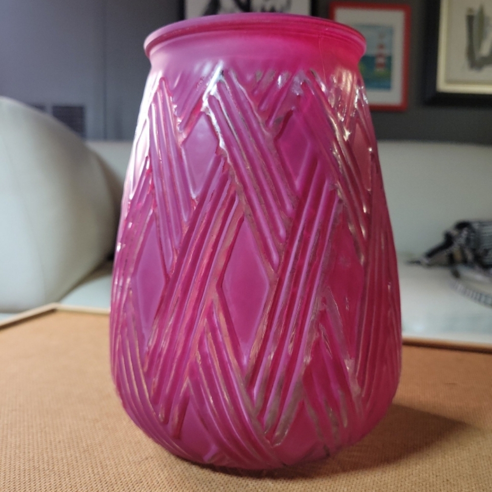 Matte Pink Etched Glass Vase